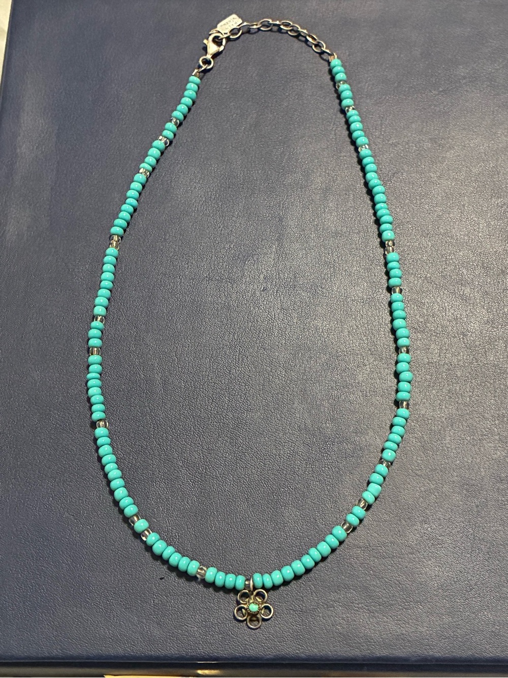 Peyote Bird sterling silver and Turquoise Beaded necklace